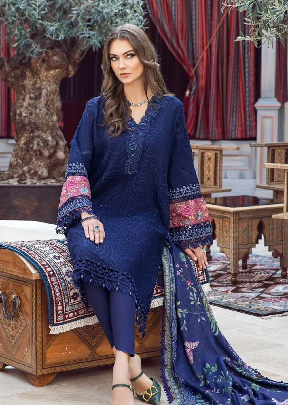 MPT-01-B - Unstitched - M.Prints Winter Collection 2023 - Memsaab Online