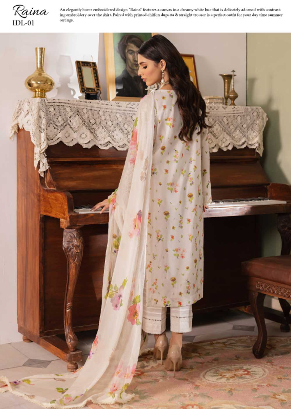 IDL-01R Readymade Iznik Dastaan Lawn - Memsaab Online