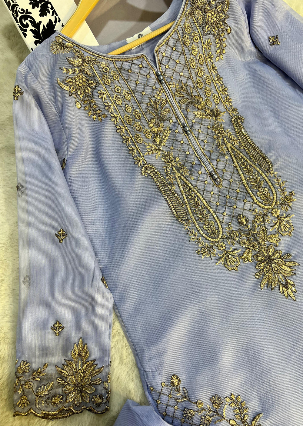 KLD324 Myra - Blue Readymade Cotton net suit - Memsaab Online