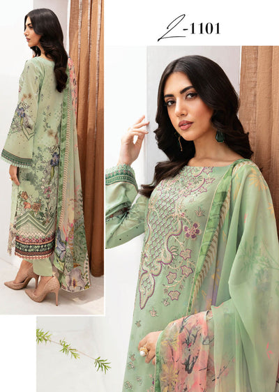 Z-1101 - Unstitched - Ramsha Mashaal Luxury Lawn Vol 11 2024 - Memsaab Online