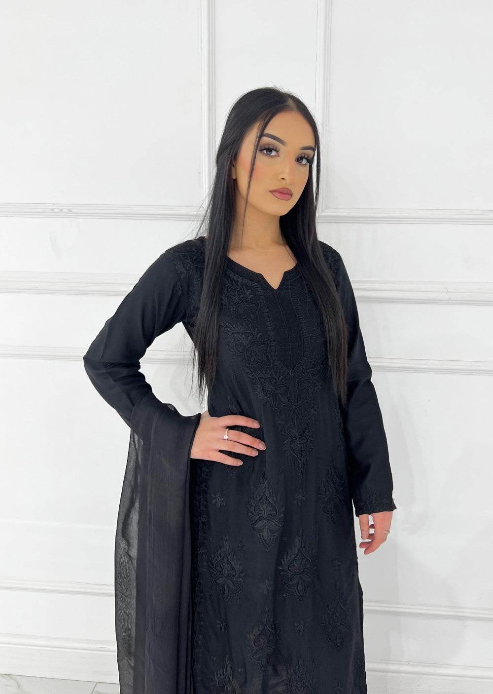 HK295 - Black - Mummy n Me Linen Outfit - Memsaab Online