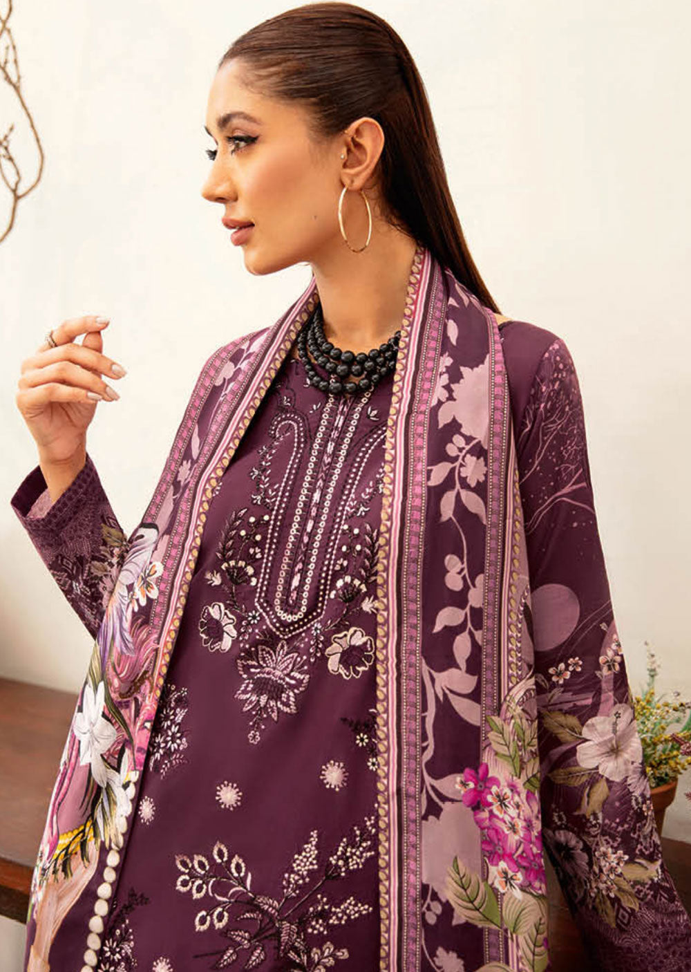 L-1201 - Unstitched - Ramsha Mashaal Luxury Lawn Vol 12 2024 - Memsaab Online