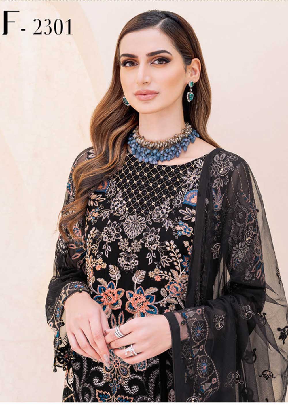 F-2301 - Unstitched - Ramsha Chiffon Collection 2023 - Memsaab Online