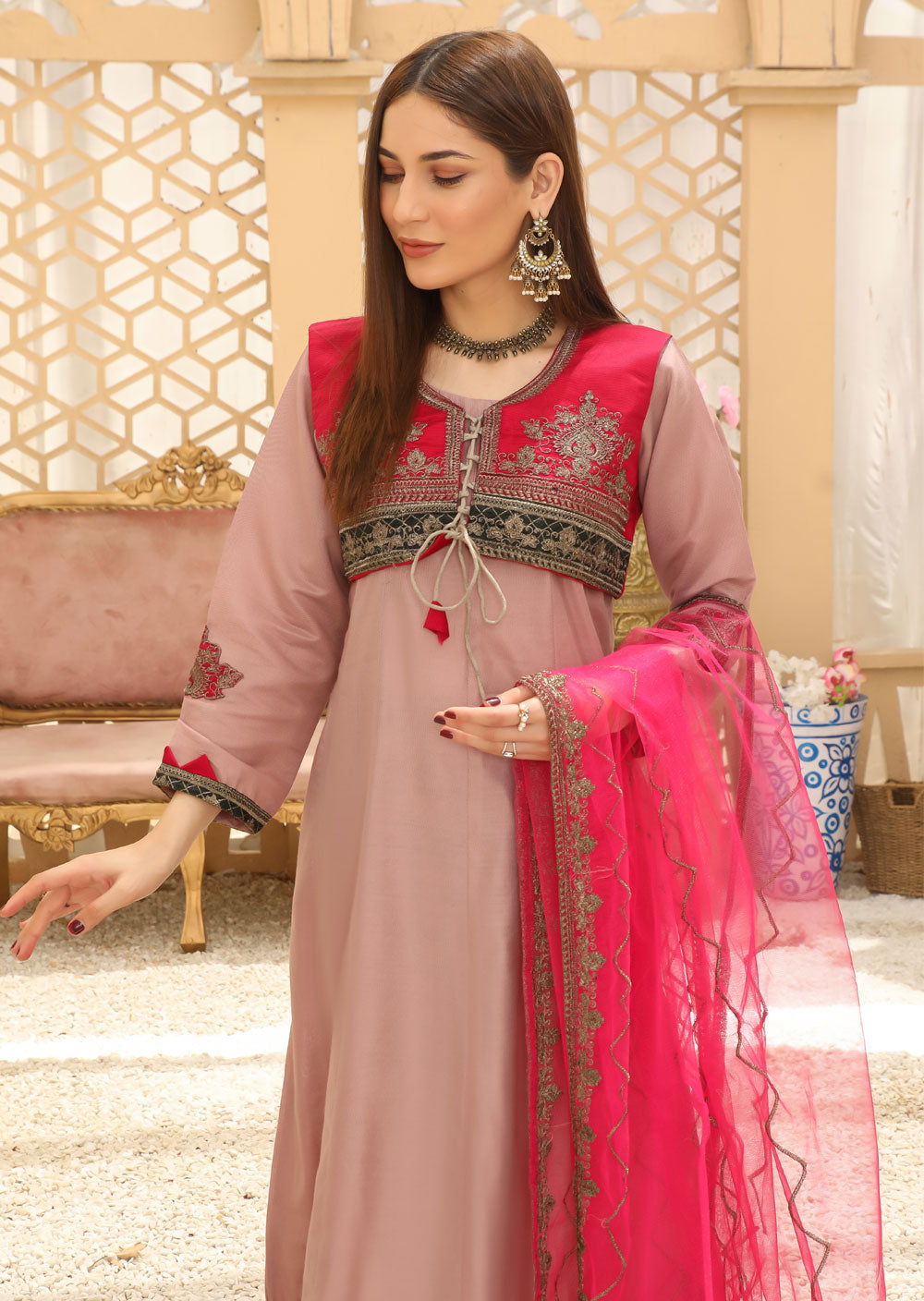 KLD212 Rangoli - Lilac Readymade Cotton Silk Suit - Memsaab Online