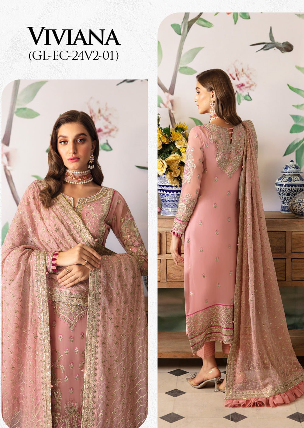 GLEC-01 - Viviana - Unstitched - Gulaal Embroidered Chiffon Collection 2024 - Memsaab Online