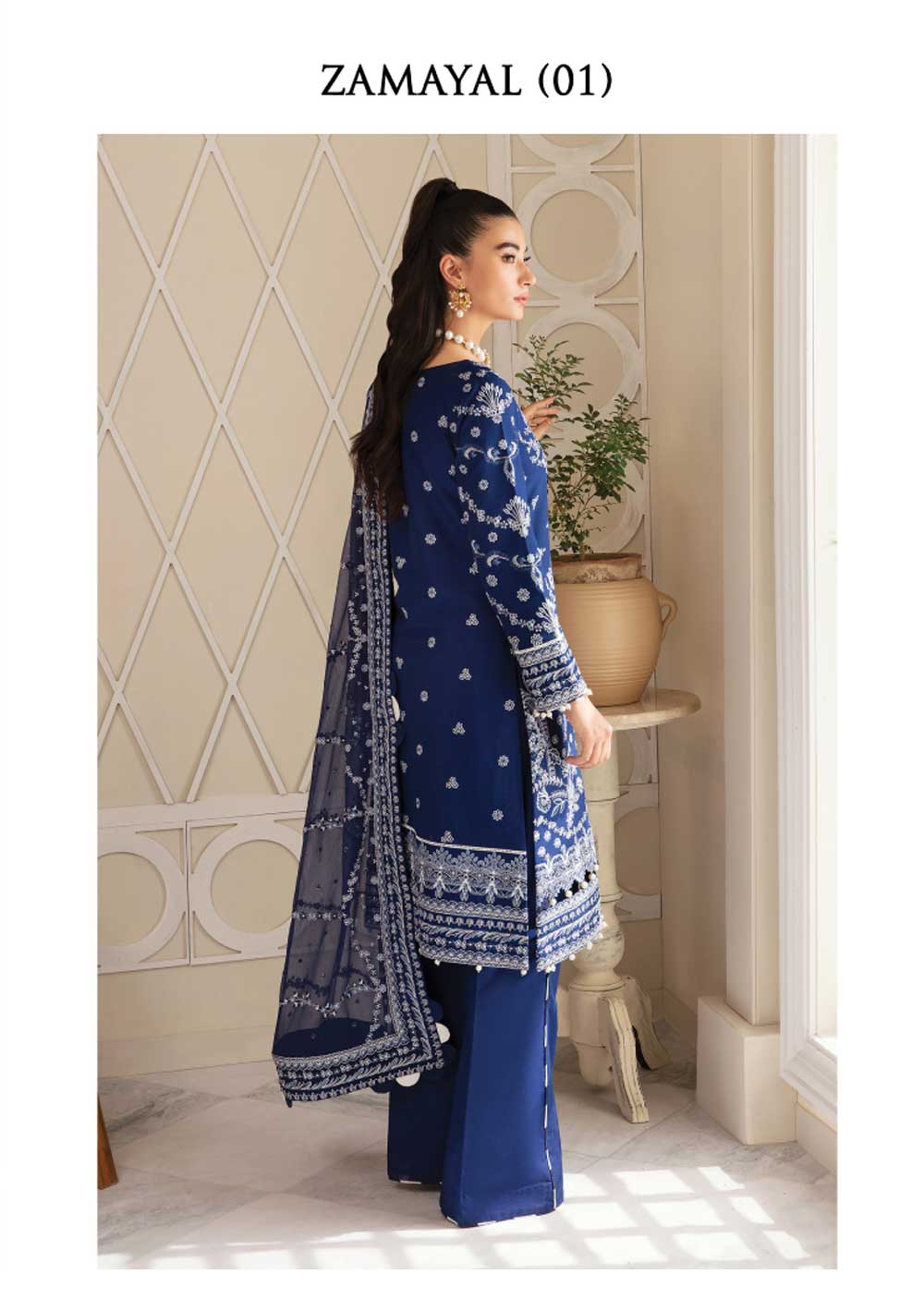 GLS-01R Zamayal Readymade Gulaal Lux Lawn - Memsaab Online