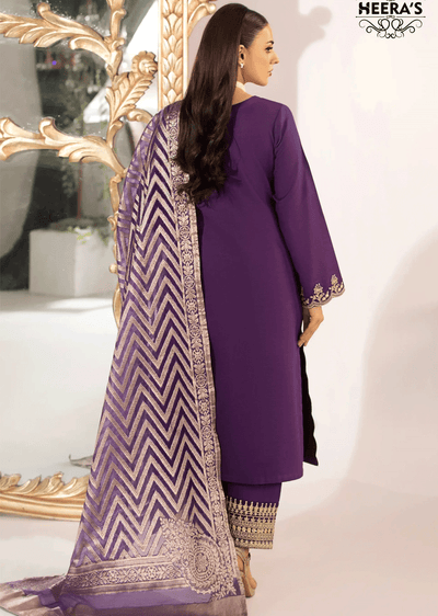 HSS-160 - Readymade - Khaddar Majesty Embroidered Heeras Suit - Memsaab Online