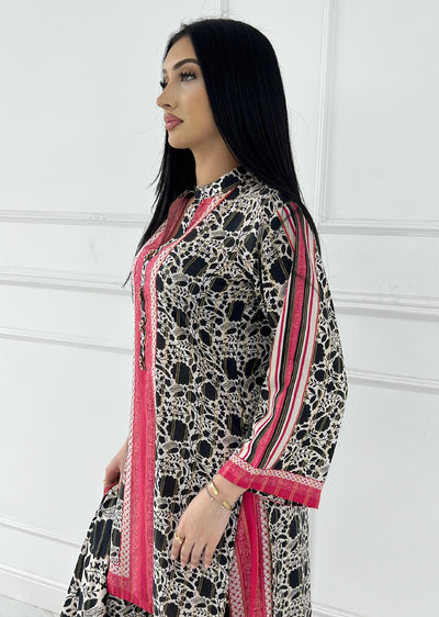SLMN-04 - Pink/White - Readymade - Raaz Linen Suit 2025 - Memsaab Online