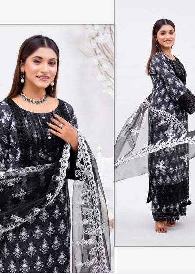 RGZ4001 Readymade Black/White Pearl Lawn Suit - Memsaab Online