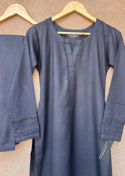 HK302 - Black - Readymade Linen Outfit 2025 - Memsaab Online