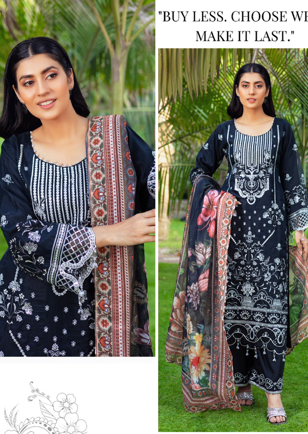 RYJ-01 - Readymade - Rangz Organza Embroidered Suit 2025 - Memsaab Online