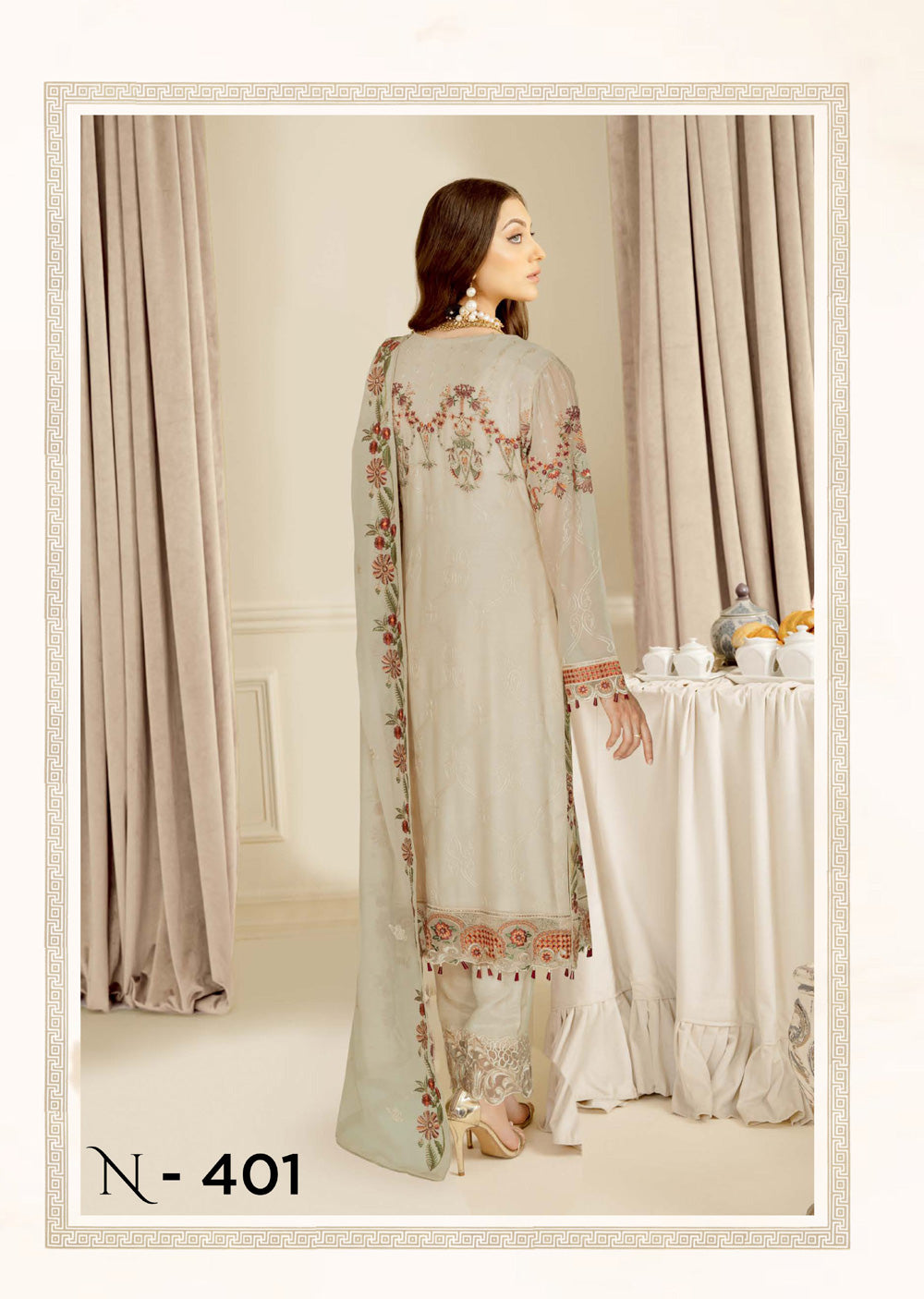 N-401-R - Readymade - Ramsha Nayab Weightless Chiffon Vol 4 2024 - Memsaab Online