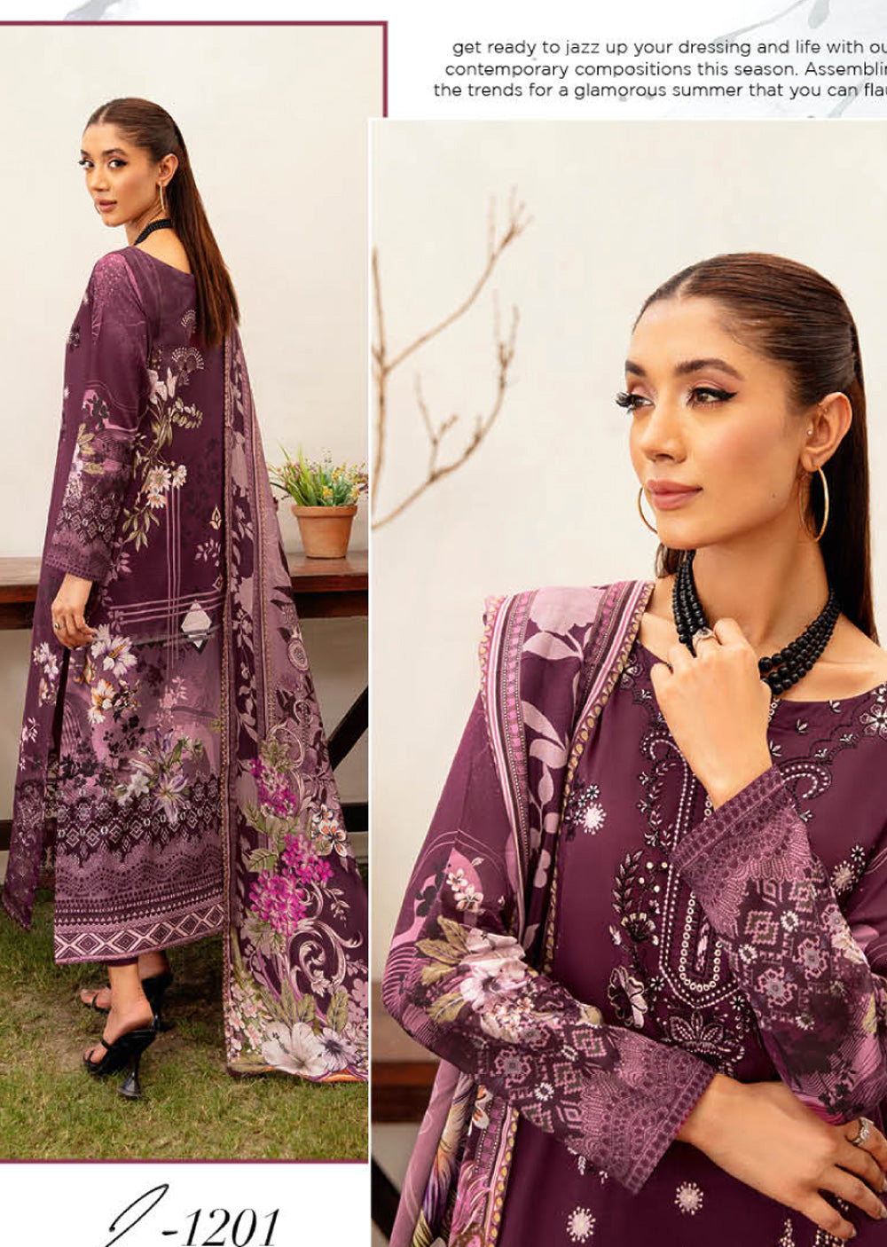 RMSHD-01 - Unstitched - Ramsha Mashaal Lawn Vol 12 - Memsaab Online