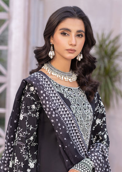 MDM-69 Black - Readymade - Embroidered Cotton Suit - Memsaab Online