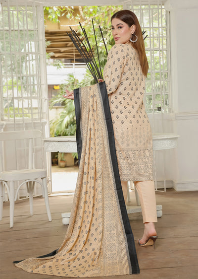 AMT5124 - Peach Readymade Khaddar Suit - Memsaab Online