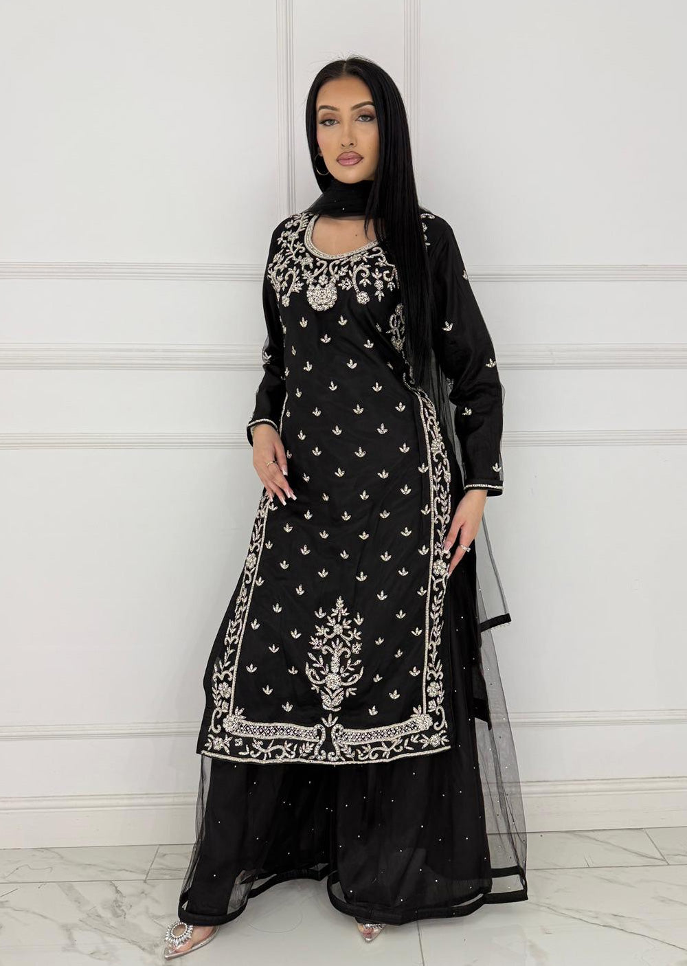 RH2105 Reha - Black Fancy Net Outfit - Memsaab Online