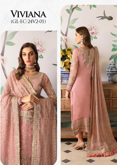 GLEC-01-R - Viviana - Readymade - Gulaal Embroidered Chiffon Collection 2024 - Memsaab Online