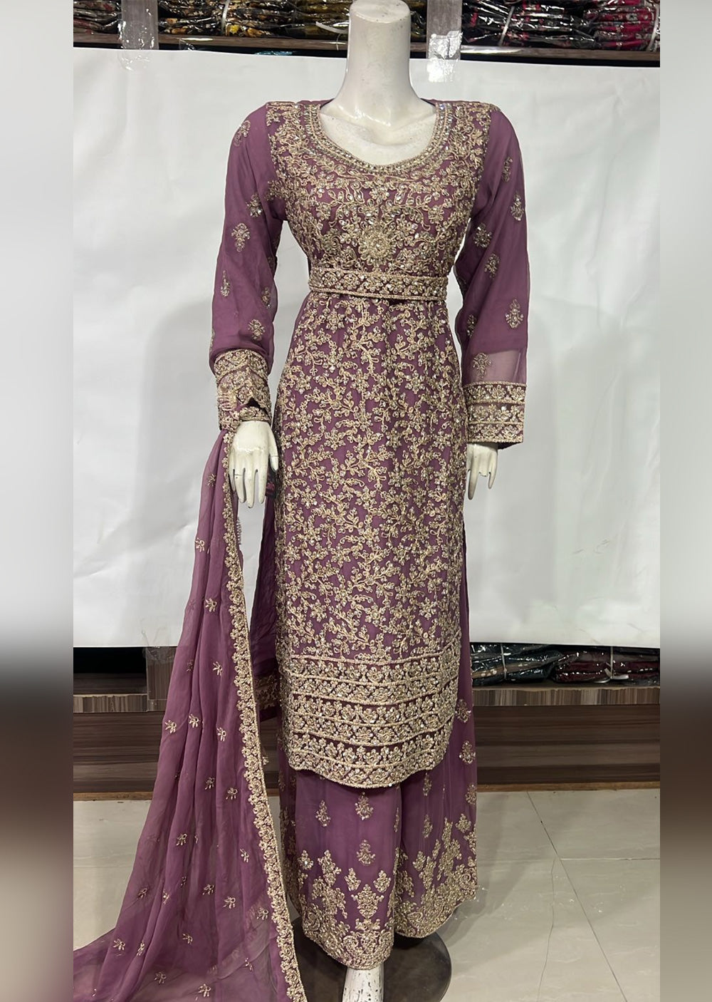 SHAZ9009 Chiffon Ghotta Work Suit - Memsaab Online