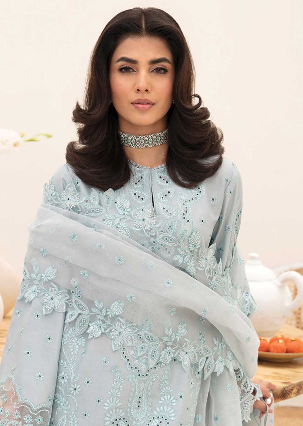 ACL-01 - Silver Luster - Unstitched - Chickenkari Lawn Collection by Afrozeh 2023 - Memsaab Online