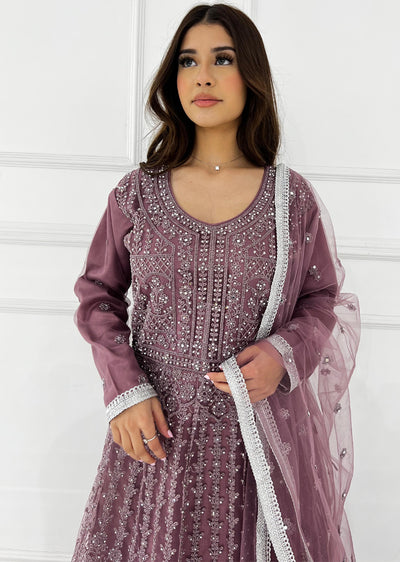 RH2109 Mayal - Lilac Fancy Net Maxi Dress - Memsaab Online