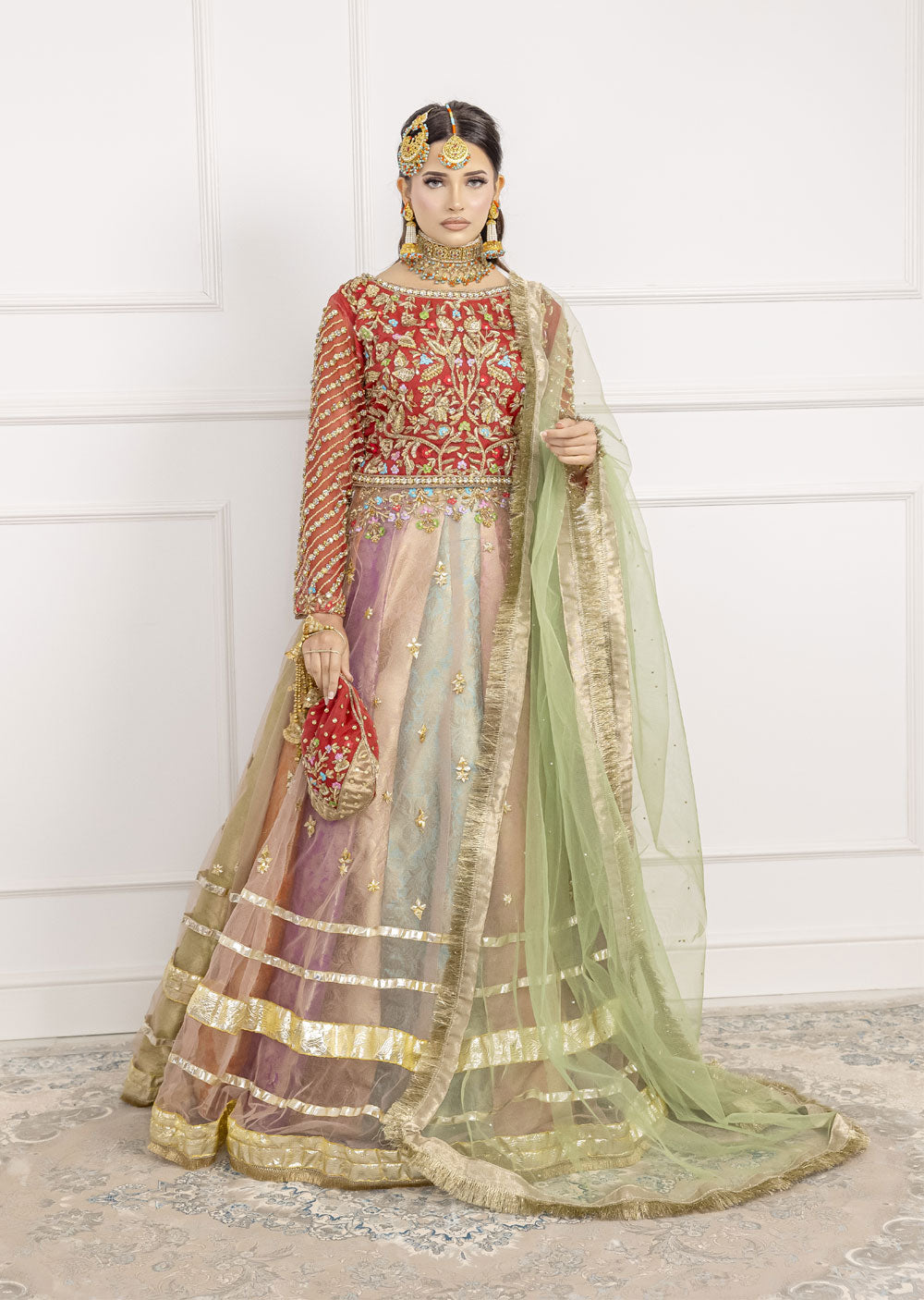 SRB1201 - Alamzeb - Multi Colour Sehrish.B Designer - Memsaab Online