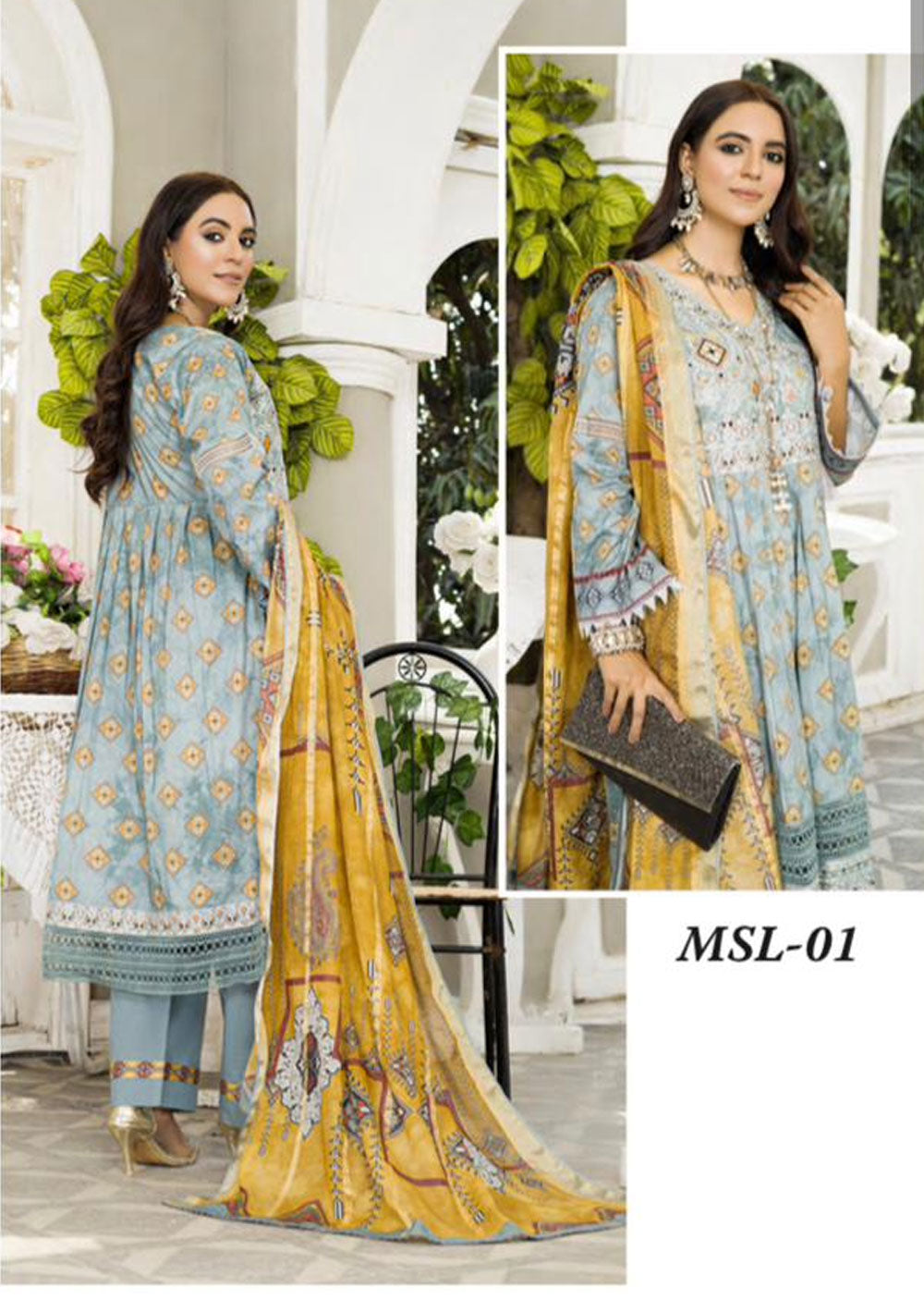 MSL-01-R - Readymade - Munira Digital Lawn Collection 2023 - Memsaab Online