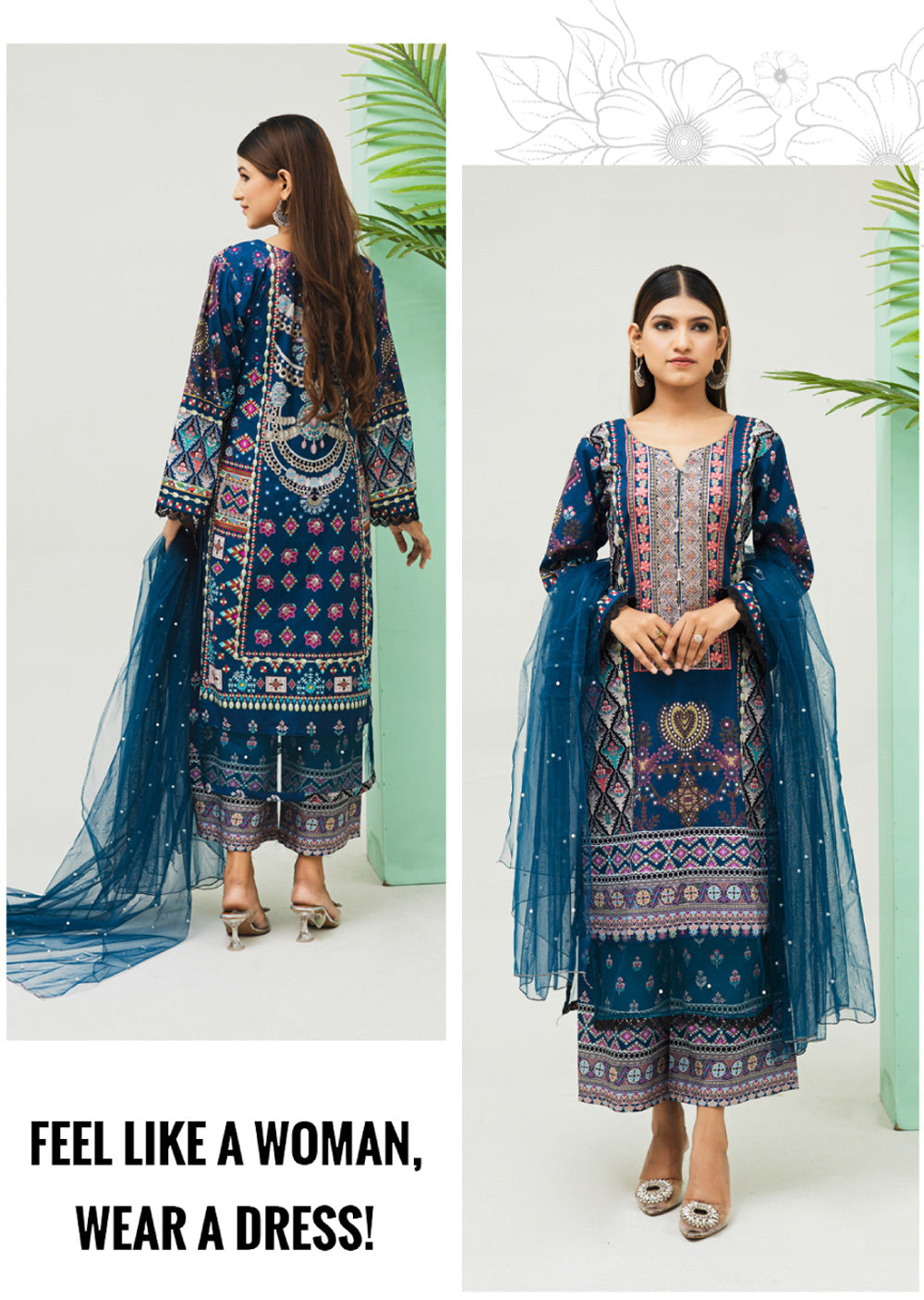 RTJ-01 - Readymade - Rangz Printed Lawn Suit 2025 - Memsaab Online