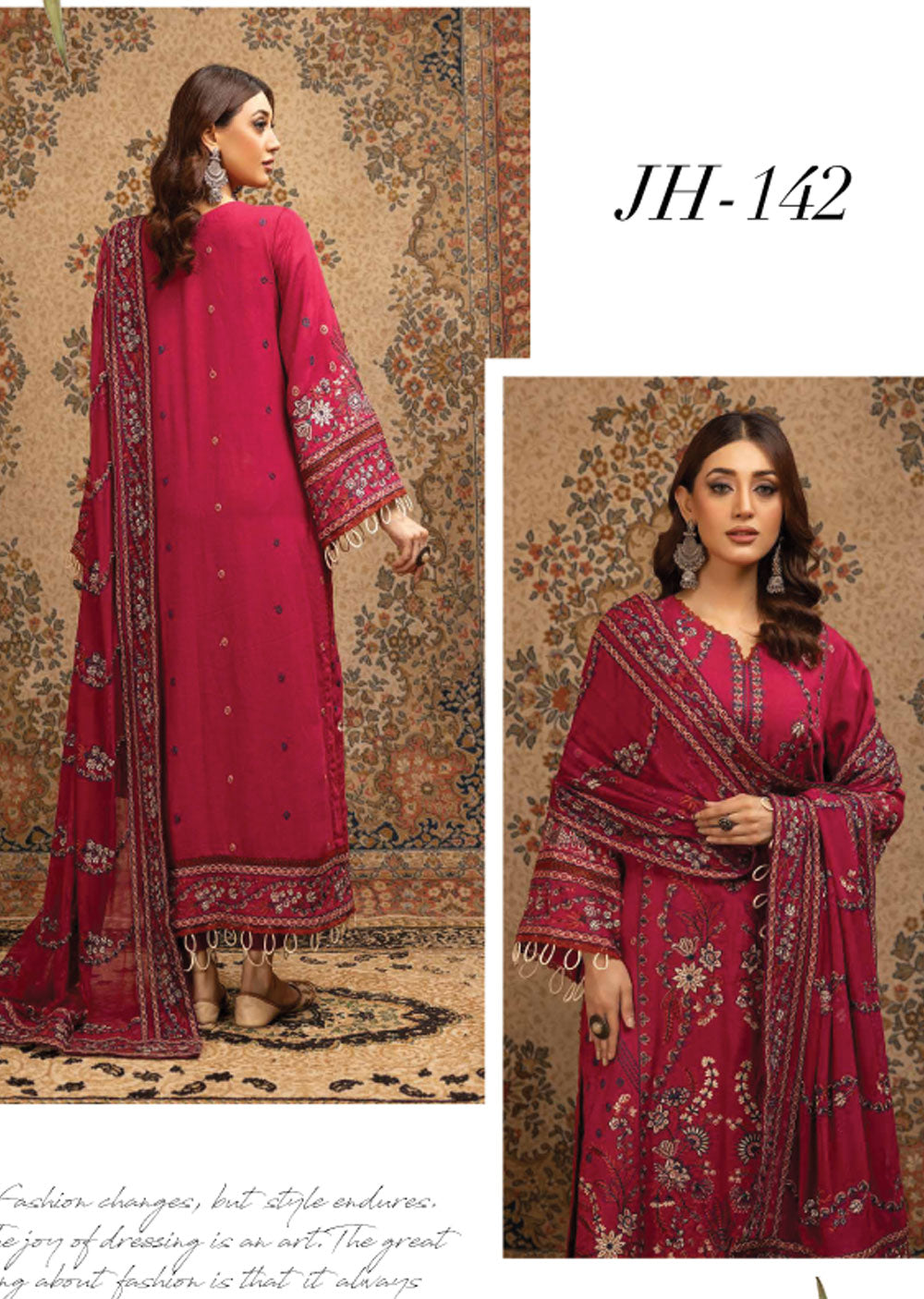 JH-142 - Unstitched - Grazia Collection by Johra 2024 - Memsaab Online