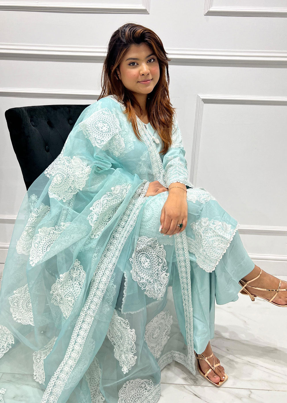 DLY-01 Readymade Mint Linen Suit - Memsaab Online