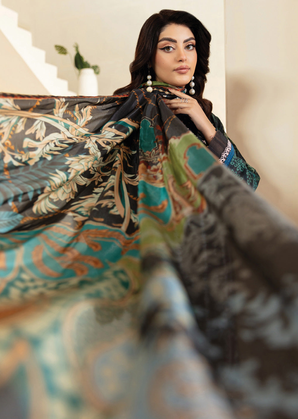 RMSHO-01 - Unstitched - Ramsha Mashaal Luxury Lawn Vol 13 - Memsaab Online