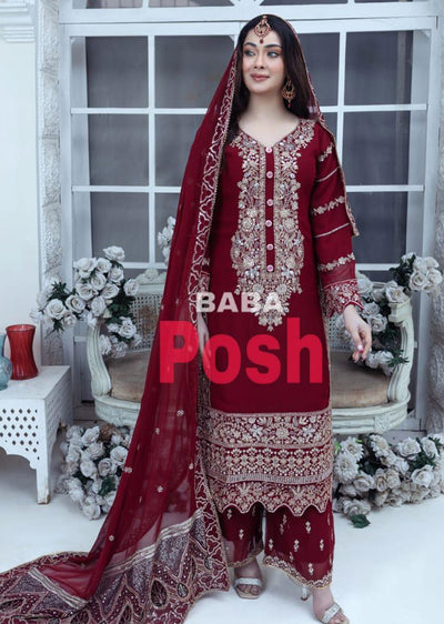 SHAZ9006 Chiffon Embroidered Suit 4 Colours - Memsaab Online