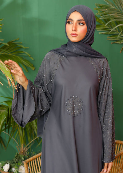ASL-05 Rahma - Grey Abaya - Memsaab Online