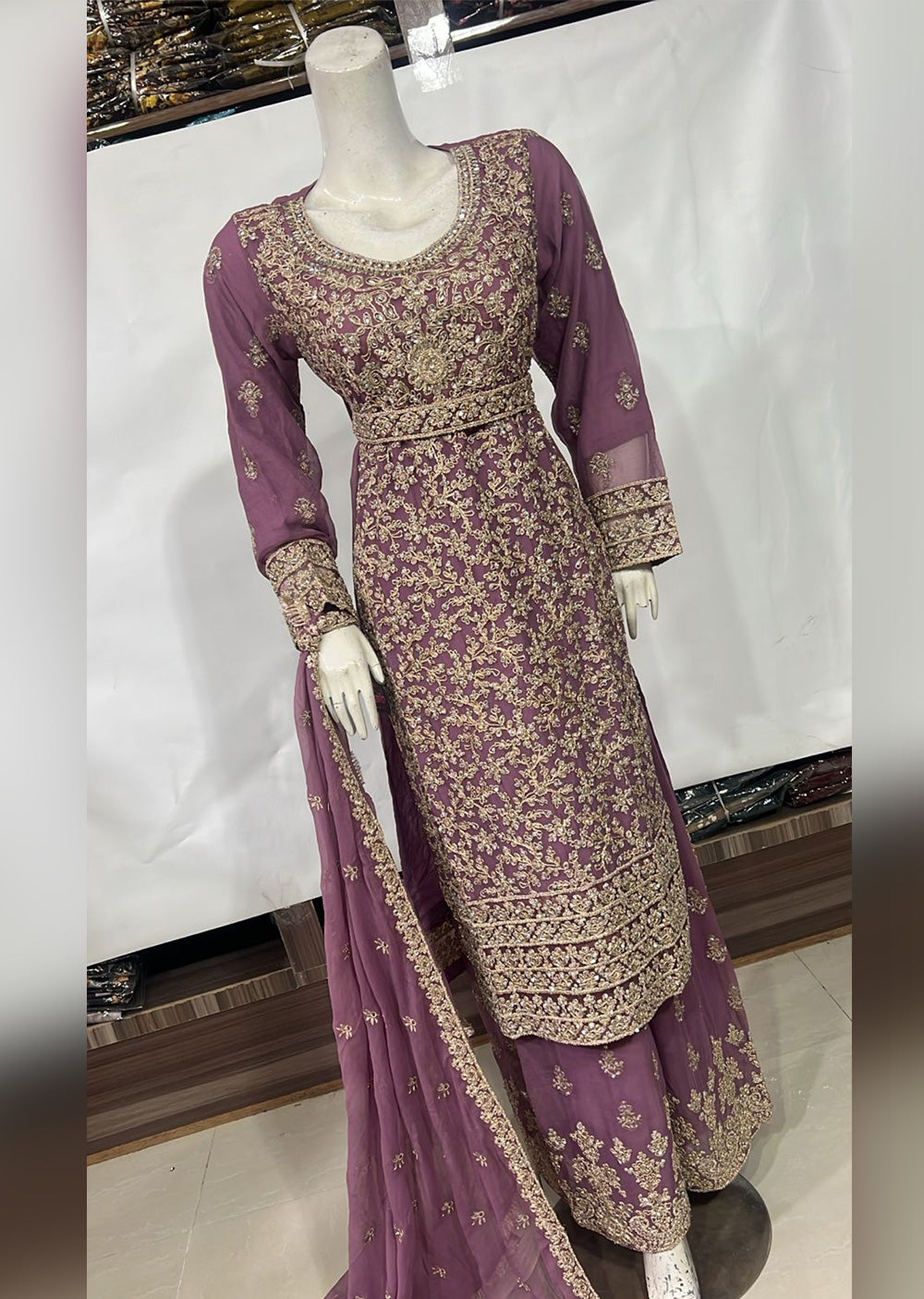 SHAZ9009 Chiffon Ghotta Work Suit - Memsaab Online