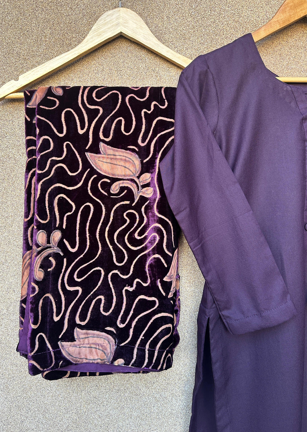 ASBC-01 - Purple - Readymade Dhanak with Palachi Shawl Suit - Memsaab Online