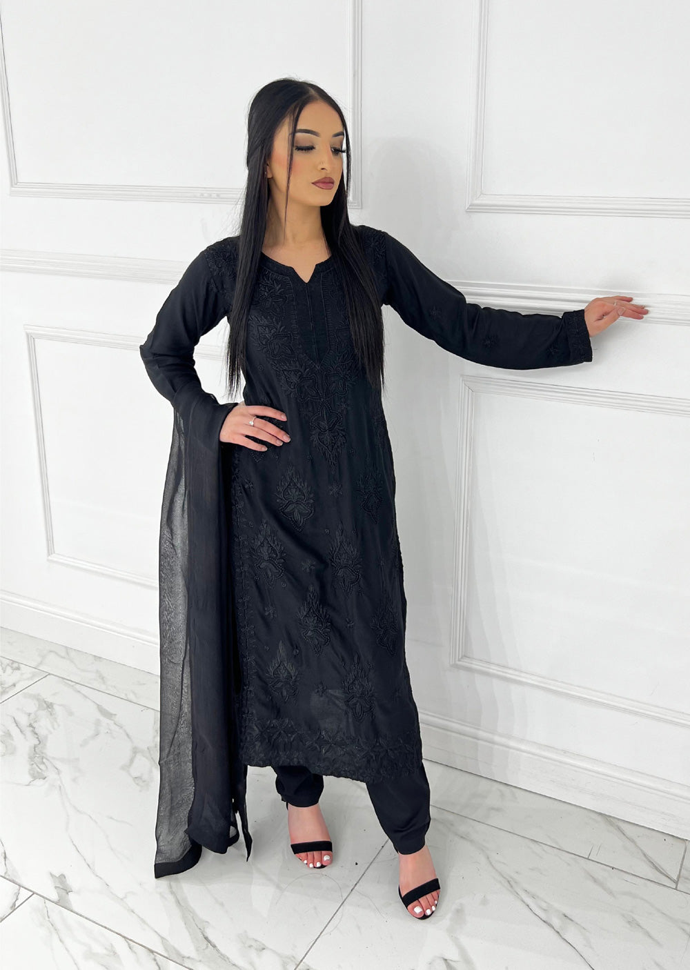 HK295 - Black - Mummy n Me Linen Outfit - Memsaab Online