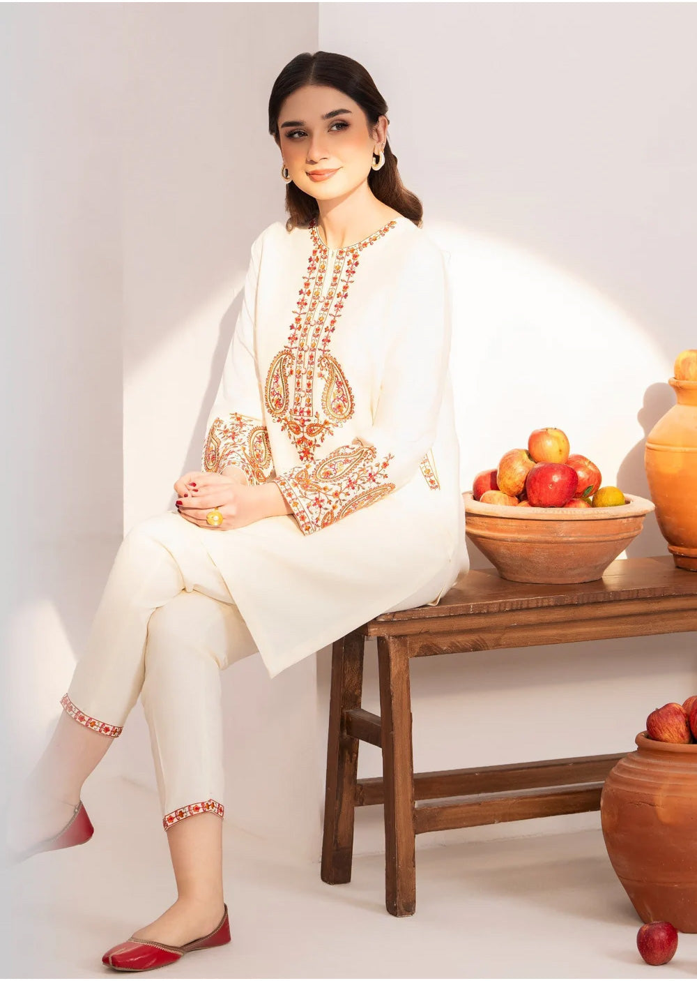 SBMT-01 - Zuruj White - Readymade - 2 Piece Sahiba by Mirza Suit 2025 - Memsaab Online