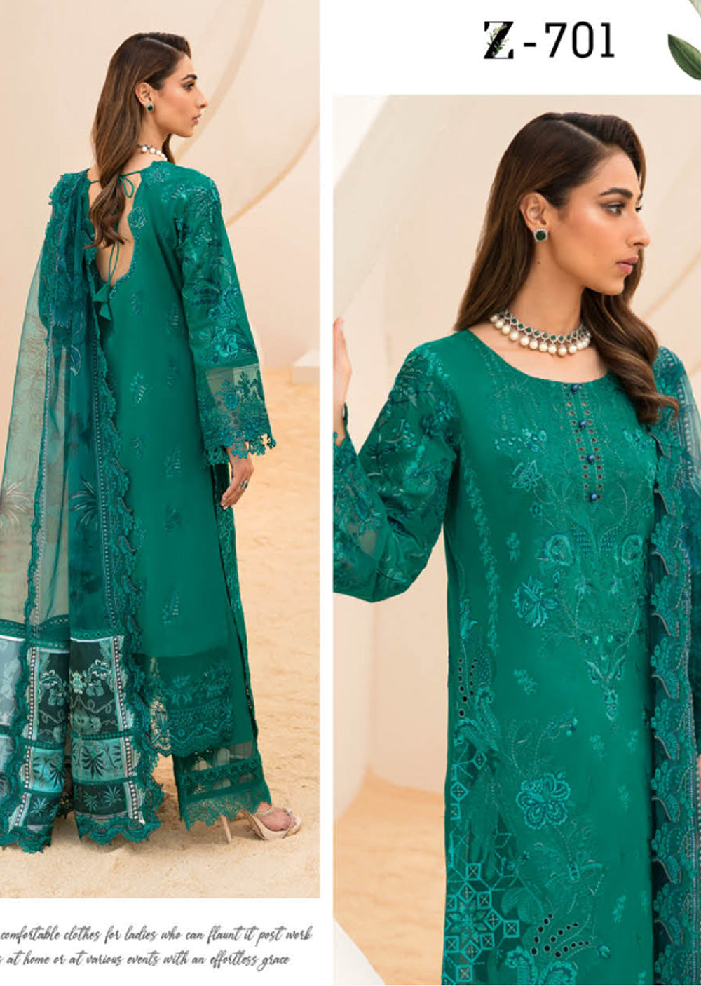 Z-701 - Unstitched - Ramsha Andaaz Luxury Lawn Collection Vol 7 2023 - Memsaab Online