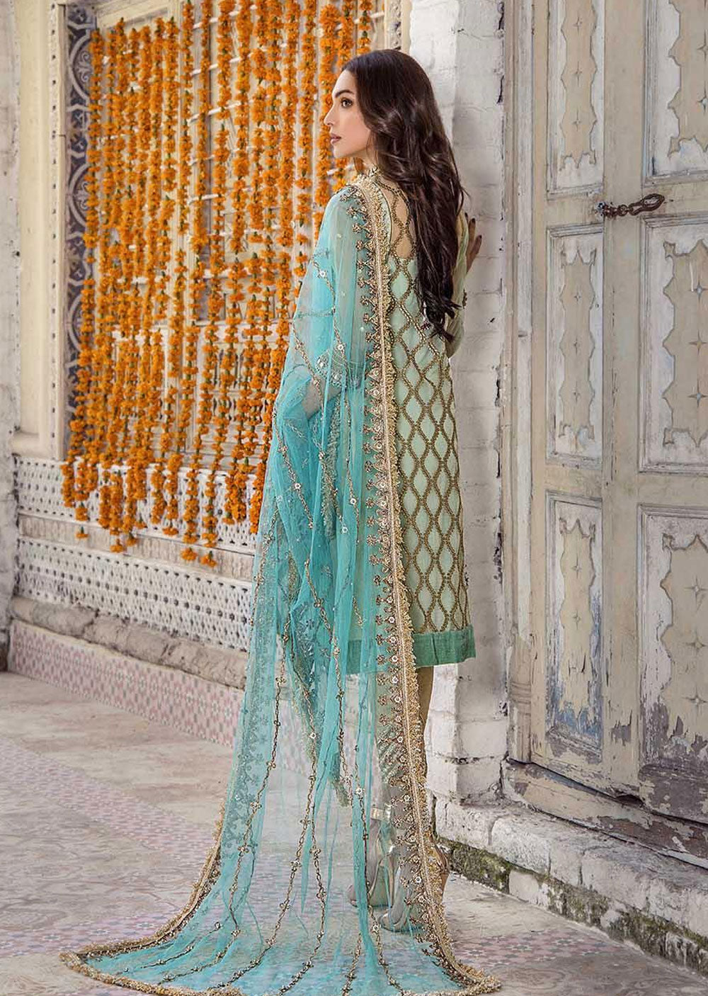 P-236 - Turquoise with Salwar - Readymade - Khuda Baksh Creations 2024 - Memsaab Online