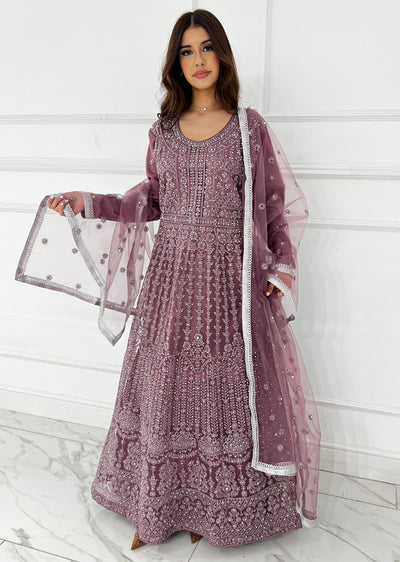 RH2109 Mayal - Lilac Fancy Net Maxi Dress - Memsaab Online