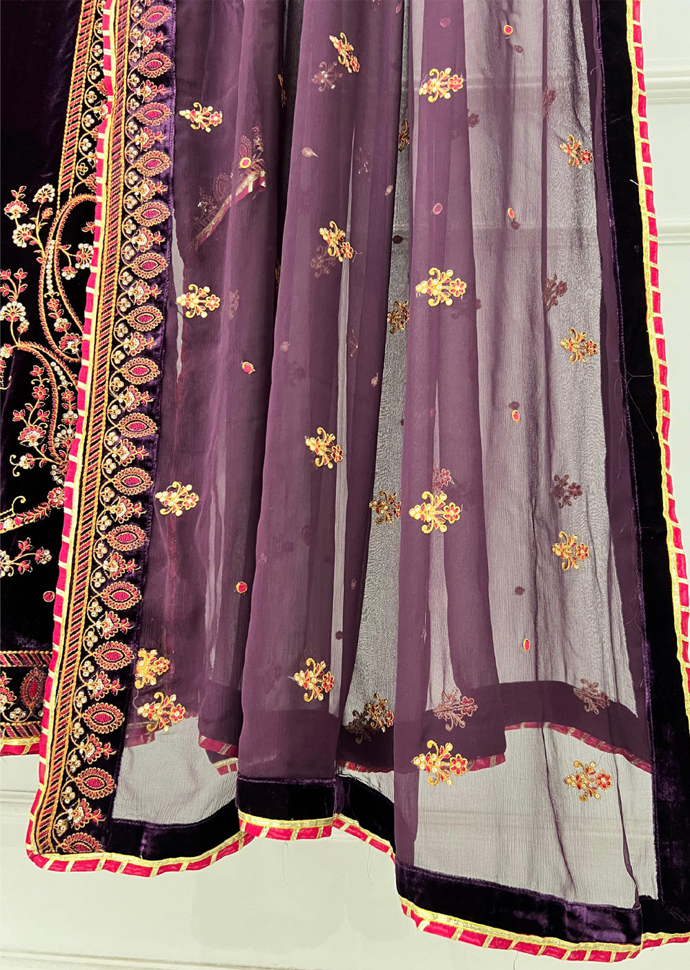 RK6101 - Purple Readymade Velvet Suit - Memsaab Online