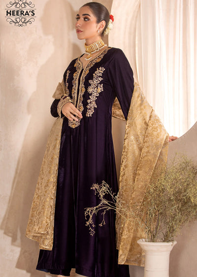 HSS-156 - Readymade Heeras Velvet Suit - Memsaab Online