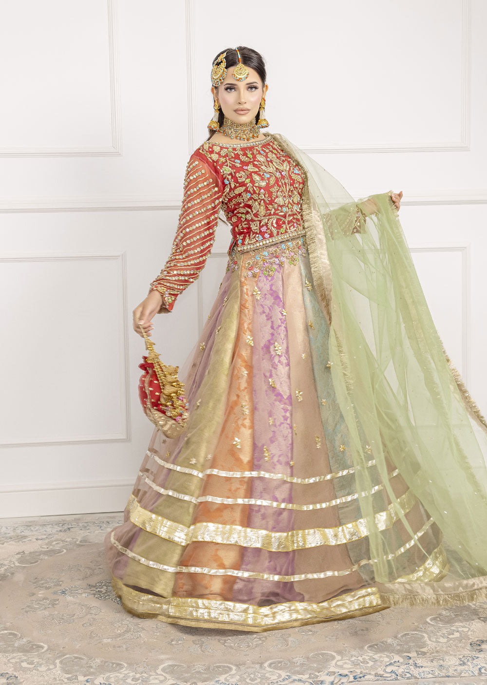 SRB1201 - Alamzeb - Multi Colour Sehrish.B Designer - Memsaab Online