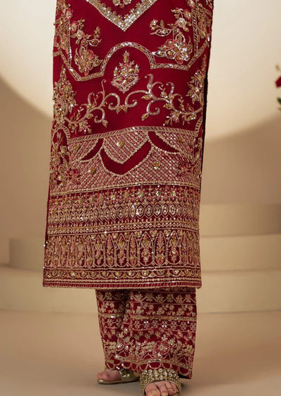 MARW-1604- Maroon- Readymade Wedding Wear Outfit - Memsaab Online