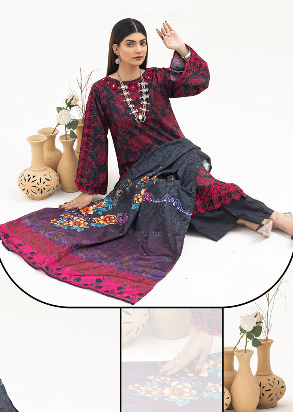 RTW-01-R - Readymade - Rangz Dhanak Winter Suit 2025 - Memsaab Online