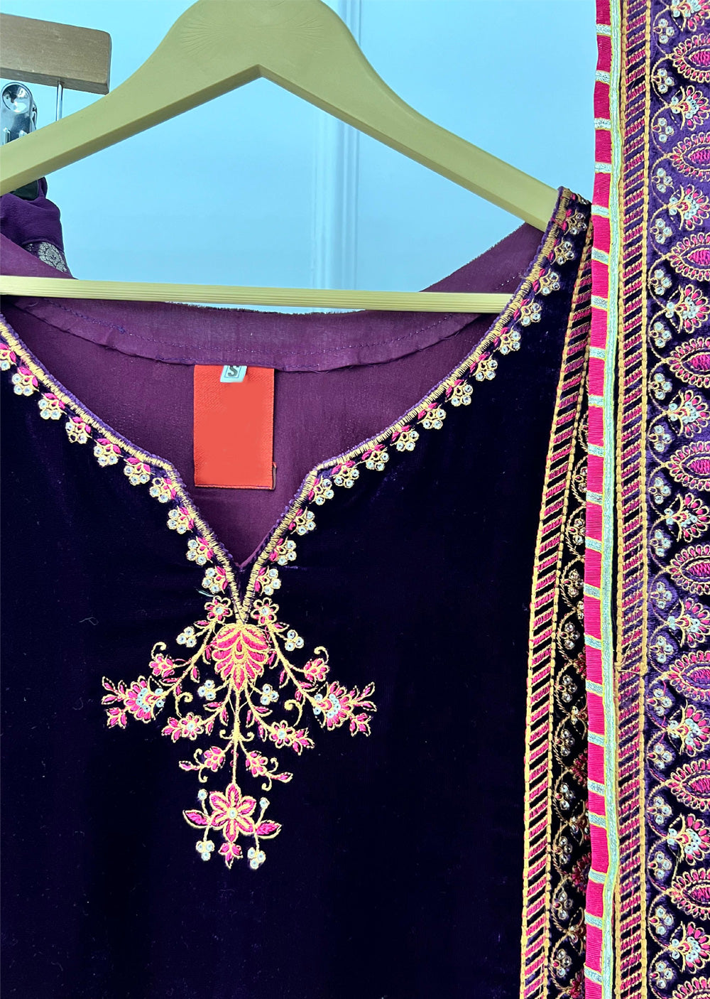 RK6101 - Purple Readymade Velvet Suit - Memsaab Online