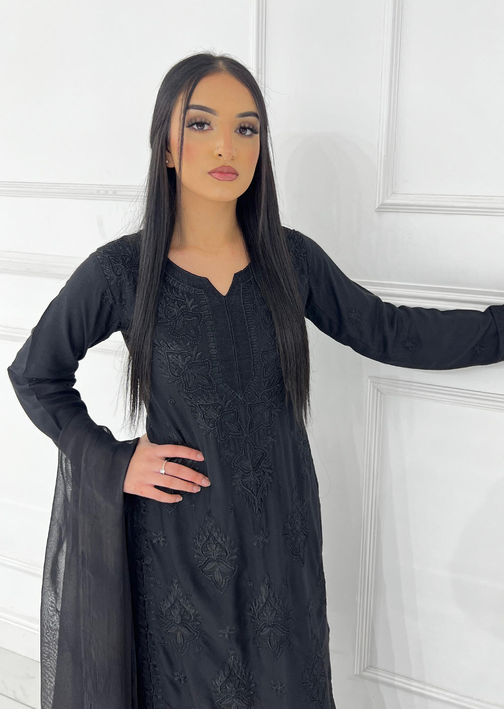 HK295 - Black - Mummy n Me Linen Outfit - Memsaab Online