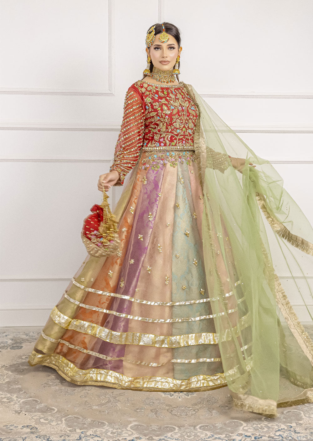 SRB1201 - Alamzeb - Multi Colour Sehrish.B Designer - Memsaab Online