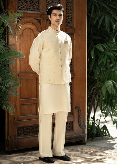 W-2806- Readymade Maysori Fabric Full Embroidery Waistcoat - Memsaab Online