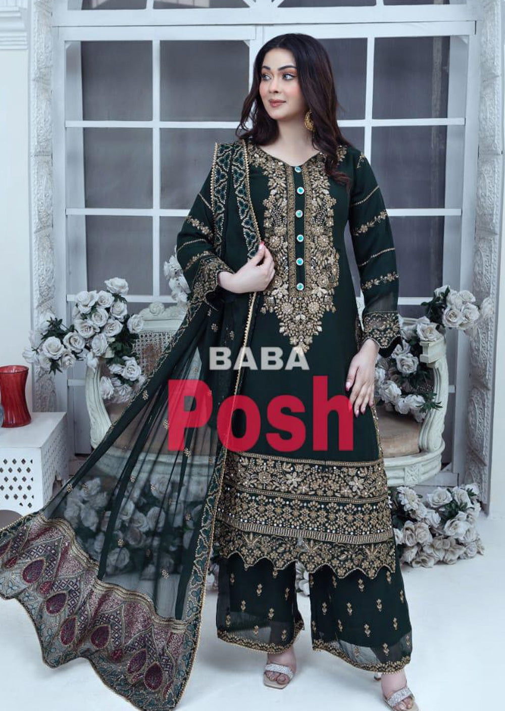 SHAZ9006 Chiffon Embroidered Suit 4 Colours - Memsaab Online