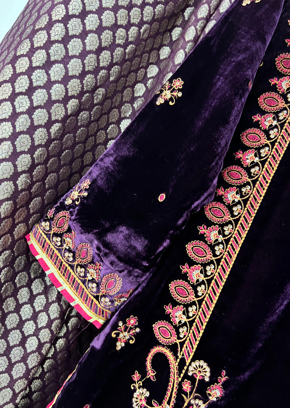 RK6101 - Purple Readymade Velvet Suit - Memsaab Online